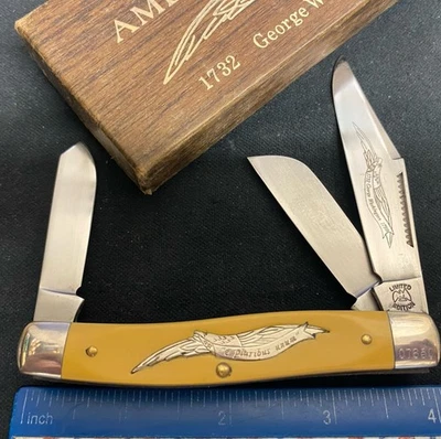 American Eagle S.W. Cut E5 George Washington Stockman Knife, Yellow Composite - Image 1 of 4