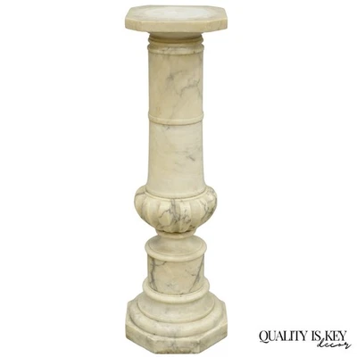 Antiguo Italiano Clásico Tallado Mármol Columna Imperio Pedestal Busto Soporte Foto 1 de 4