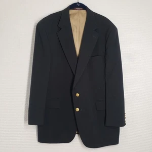 Vintage Evan Picone Sport Coat Mens 46 Reg Navy Blue Gold Button Wool Blazer USA - Picture 1 of 24