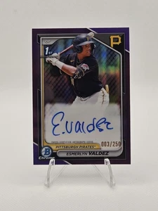 ESMERLYN VALDEZ - 2024 1st Bowman Chrome - Purple Refractor Auto /250 - PIRATES - Bild 1 von 2