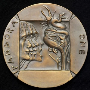 1971 Society of Medalists Pandora One & Two 84th Medal Bronze Elbert Weinberg - Imagen 1 de 2