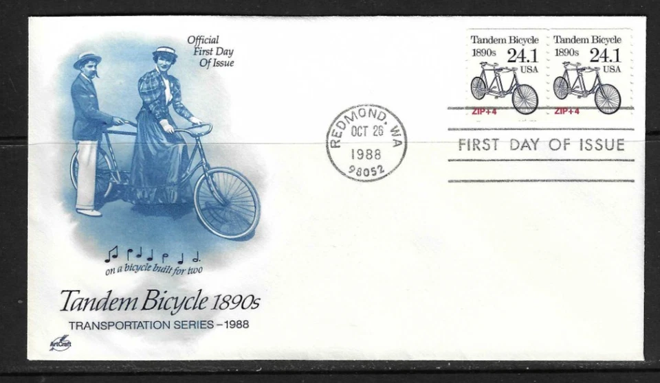 USA SC # 2266 Tandem Bicycle FDC . Artcraft Cachet - Image 1 of 1