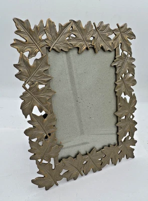 Marco de fotos de mesa de hojas de roble plateado dorado de 5x7" ~ Calidad Foto 1 de 3