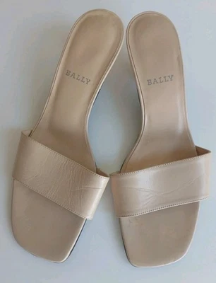 SANDALIAS BALLY MUJER FRESCA CUERO BEIGE - HECHAS EN ITALIA - TACÓN 1,5"" - UK 5 Foto 1 de 4