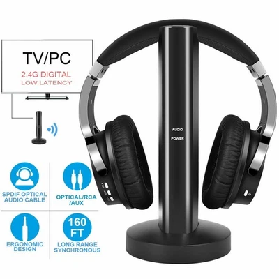 Wireless TV Headphones with 2.4G Digital RF Transmitter, Hi-Fi Over-Ear Cordless - Image 1 of 4