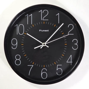 Reloj de pared grande Plumeet de 12"" ~ Reloj de pared de cuarzo sin tictac ~ Negro ~ 12 pulgadas - Imagen 1 de 9