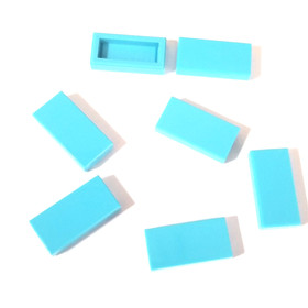 Lot of 7 LEGO Medium Azure 1x2 Tile 3069 / 30070 Brick Parts Pieces