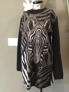 SUÉTER METÁLICO CABEZA CEBRA PEQUEÑA CAROLE Y2K DE COLECCIÓN TALLA M ¡IMPECABLE! - Imagen 1 de 11