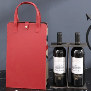 2x Weintasche 2 Flaschen Leder Tragetasche doppelt Jahrestag Hochzeit Geschenktüten - Bild 1 von 13