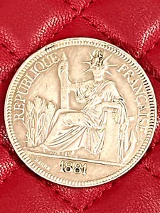 1881 Piastre de Commerce Indo Chine Francaise Titre 0900 Poids 97,215 GR - Picture 1 of 10