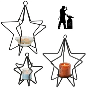 3-D STAR Wrought Iron Candle Stand Holiday Decor Holder in 3 Sizes USA HANDMADE - Picture 1 of 4