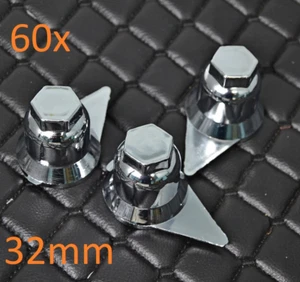 60x 32mm Chrome Plastic Wheel Nut Bolt ADR Cover Indicators Truck Trailer - Picture 1 of 3