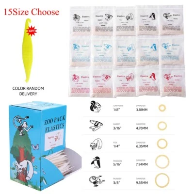 15 Size Dental Orthodontic Elastics Latex Braces Rubber Bands Light Medium Heavy - Image 1 of 4