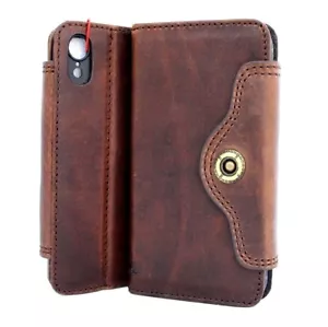 Custodia in vera pelle per portafoglio Apple iPhone XR fatta a mano cover morbida flip - Foto 1 di 6