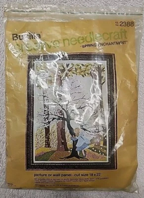 Kit de aguja creativa vintage Bucilla #2388 Spring Enchantment abierto Foto 1 de 4