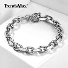 9mm 7-9" Silver Stainless Steel Cable Link Bracelet Men Boys Chain TOGGLE Clasp