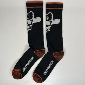 Harley Davidson Socks, Men’s Large, 2 Pair NEW! Cowboy Skull Slightly Irregular - Picture 1 of 7