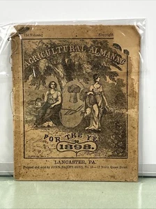 Agricultural Almanac Ephemera ANTIQUE Vintage 1898 John Baer’s Sons Lancaster - Picture 1 of 4