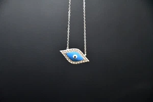 Protection Evil Eye Talisman Pendant Necklace Sterling Silver 925 - Picture 1 of 2