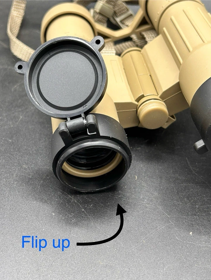 Pair M24 Binocular Objective Lens Flip Up Cover - Black - Image 1 of 4