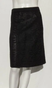 EXKLUSIV MISOOK zierlicher schwarzer Jacquard-Pullover mit Blumenmuster Strick gerader Rock SP - Bild 1 von 5