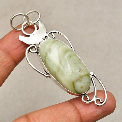 Ciondolo gioiello fatto a mano in argento sterling 925 con pietra preziosa op... - Immagine 1 di 4