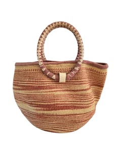Vintage Sidal Woven Straw Tote Bag with Round Wrapped Handles Boho Purse Zip Top - Picture 1 of 8