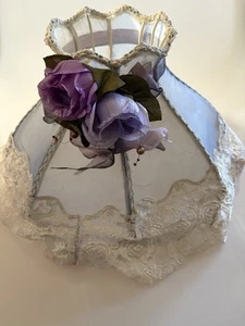 "Pantalla de lámpara floral estilo victoriano vintage años 50 13x10""" - Imagen 1 de 12