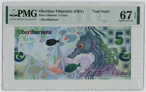 PMG 67 France Oberthur Fiduciaire (FRA) Sea Horse Test Note 5 Units - Picture 1 of 2