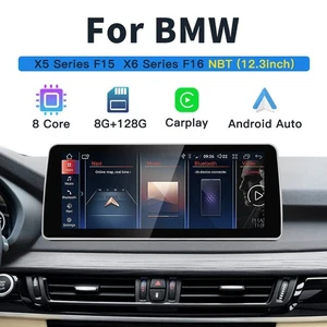 12.3'' Display Car Android 13 GPS Navigation CarPlay For BMW X5 X6 F15 F16 NBT - Picture 1 of 13