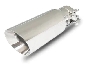 12" Exhaust Tip 3" Inlet 4" Outlet Steel Chrome Finish Bolt On Open Box - Picture 1 of 5