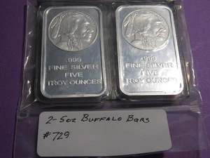 2 - 5 oz. SILVER Silvertowne Buffalo Bar .999 FINE #729 No Reserve - Picture 1 of 1