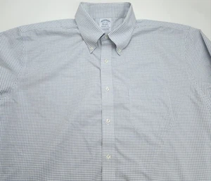 Brooks Brothers Regent Fit 17.5 x 33 Blue Check Non Iron American Supima Cotton - Picture 1 of 5
