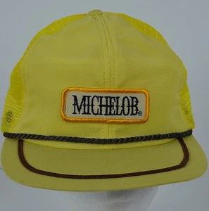 Michelob Beer Snapback Cap Bright Yellow Mesh Hat Embroidered Patch Vintage Brew - Picture 1 of 1