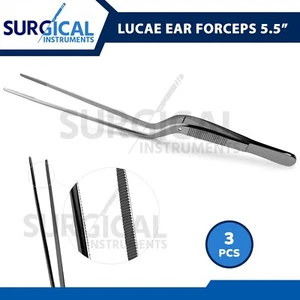 3 Lucae Ear Forceps 5.50" Bayonet Shape Serrated Tips German Grade Stainless - Picture 1 of 8