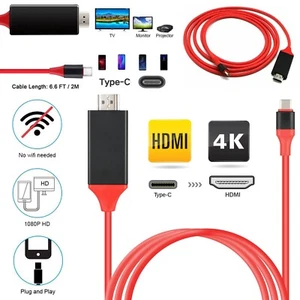 Phone to HDMI AV/TV Type-C Mirroring Cable For Apple iPhone 16 Plus 16 Pro Max - Photo 1 sur 12