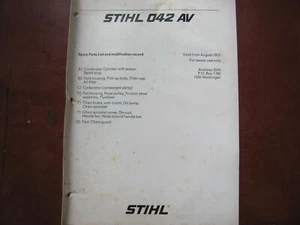 Stihl 042 AV Spare Parts List 1977 - Picture 1 of 2