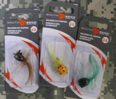 3 South Bend PP86 abultado ojo popper tamaño 6-8 varios colores--3 cebos! ¡NUEVO!! Foto 1 de 2