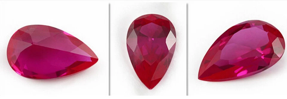 Lab Created Ruby Corundum Pear Faceted AAA Loose Gemstones (4x3mm - 18x13mm) - Image 1 of 3