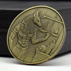 Moneda de cobre Anubis antiguo egipcio mitológico dios de la muerte medalla de recuerdo - Imagen 1 de 12