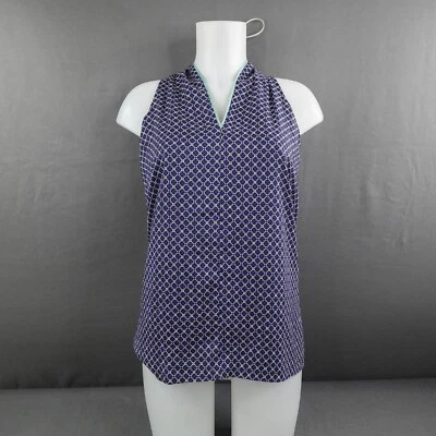 Blusa Vince Camuto Feminina XS Azul Flowy Preppy Retrô Y2K Declaração Atemporal - Imagem 1 de 4