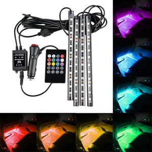 4x RGB Car LED Interior Strips 48 SMD Atmosphere Under dash Accent Light Kit G1 - Picture 1 of 10