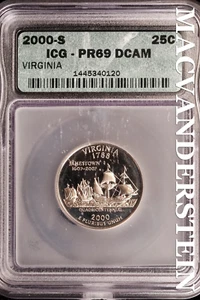 2000-S Virginia State Quarter-ICG PR 69 DCAM Ch Gem Proof #SLF917 - Picture 1 of 2