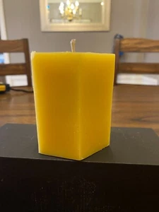 100% Pure Yellow Beeswax Pillar Candle- Triple-Filtered, Hand-Poured in Michigan - Picture 1 of 5