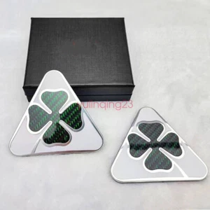 2p Alfa Romeo Carbon fiber Green Clover Side Fender Stickers Emblems Badges Logo - Picture 1 of 4