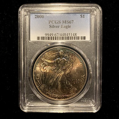2000 Silver Eagle PCGS BU MS67 Toned Color  ~ Rare Vivid Toning - Image 1 of 4