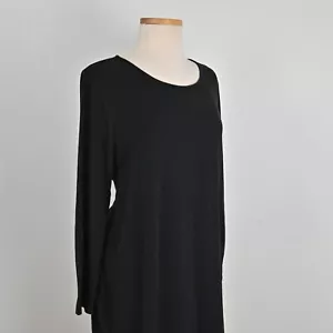 Eileen Fisher Stretch Jersey Knit Cotton Oversized Black Shift Maxi Dress 1X - Picture 1 of 24