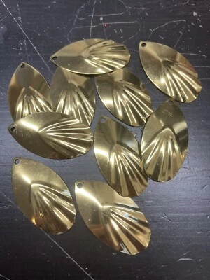 WORTH 10 Ct Large Size 6 Fluted Indiana GOLD Spinner Blades (NEW) Pike Muskie 2 1/8”