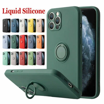 For iPhone 15 14 13 12 Pro Max 11 X 8 RingHolder Liquid Silicone Soft Case Cover - Image 1 of 4