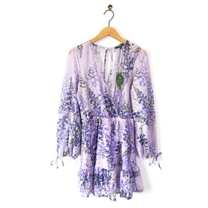 Next Kew Collection Lilac Floral Dress Size 14 NEW RRP £89 Faux Wrap Tiered - Picture 1 of 19